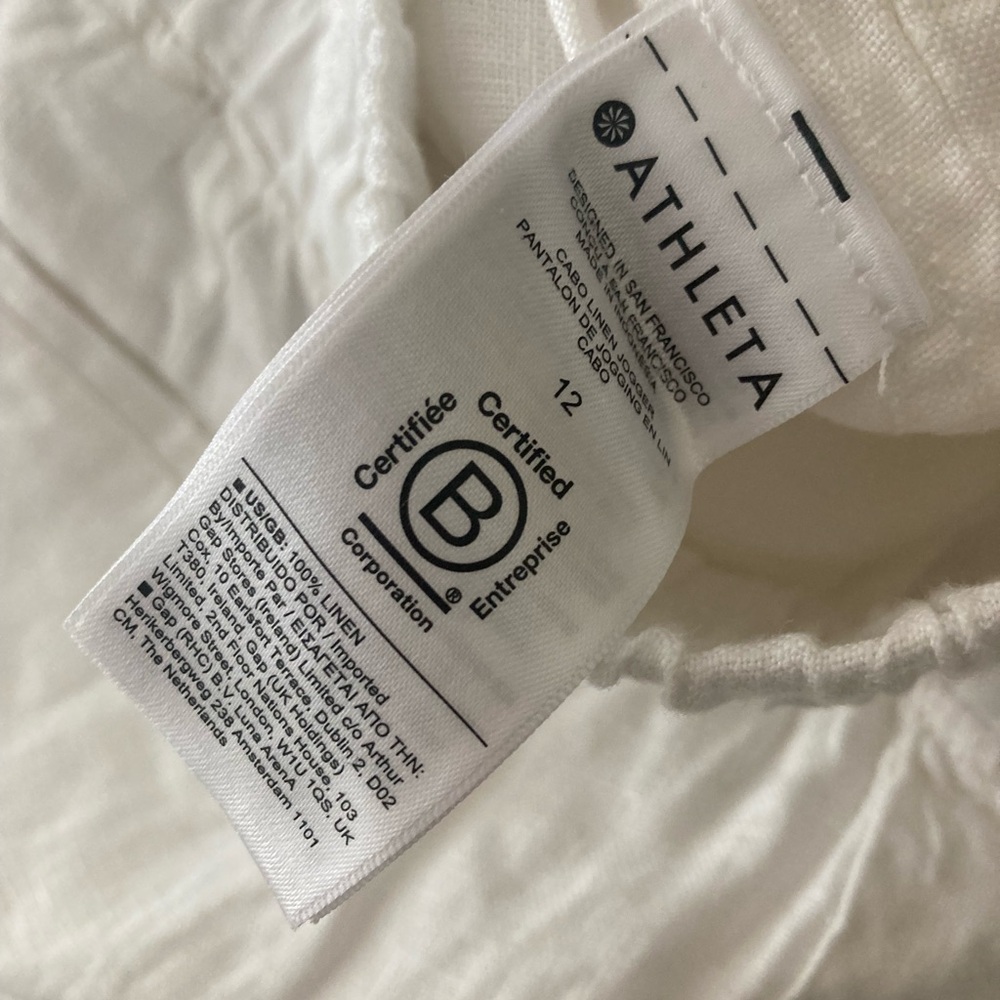 NWT Athleta White Cabo Linen Joggers size 12 - Picture 4 of 12